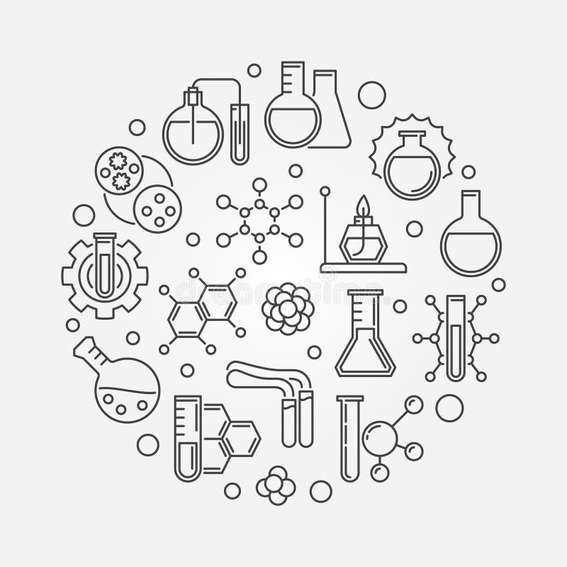 Chemistry Education Vector Concept Round Linear Illustration Stock Vector -  Illustration of chemical, icon: 150483870