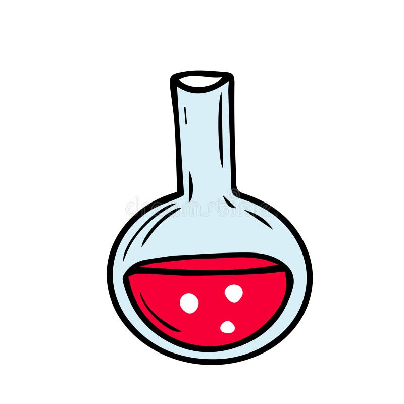 Chemistry Flask Icon Hand Drawig Isolated on White Stock Vector
