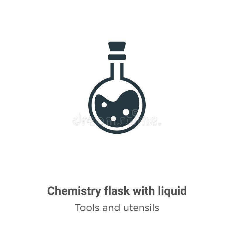 Chemistry Flask with Liquid Vector Icon on White Background. Flat Vector Chemistry Flask with