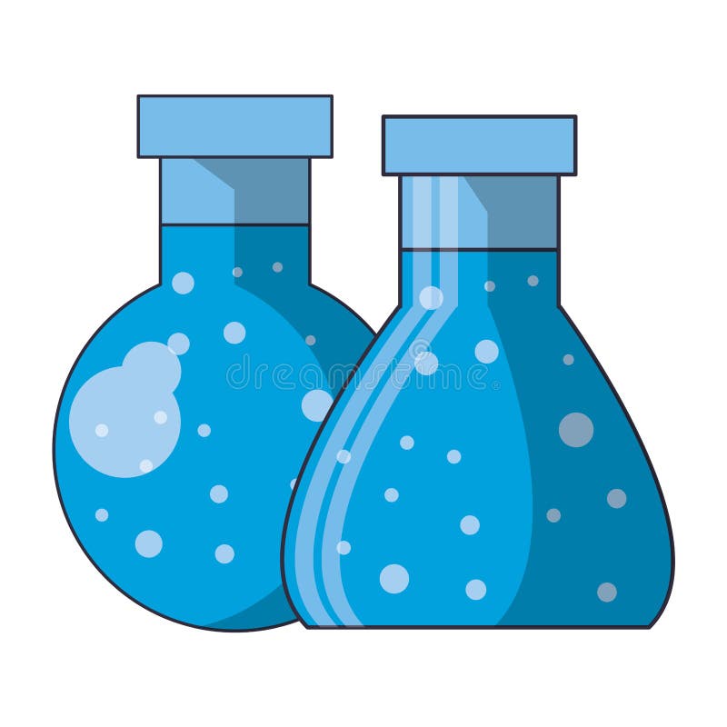 Chemistry flasks symbol stock vector. Illustration of development