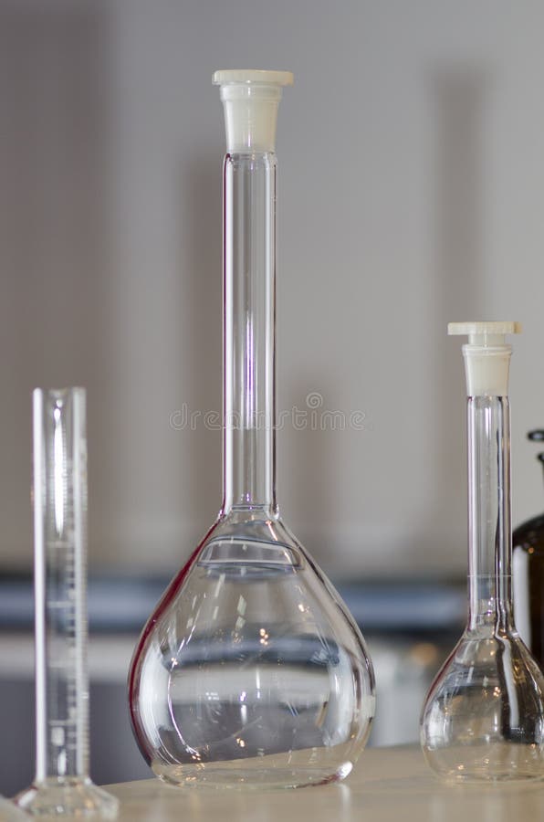 Chemistry glass vessels stock photo. Image of education 39220814