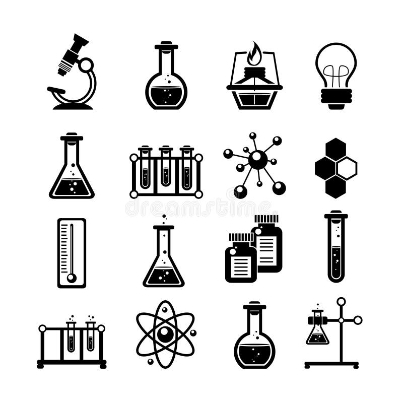 Chemistry Icons Set Black Stock Vector Image 51600422