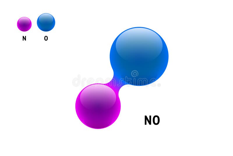 Chemistry model molecule nitrogen oxide NO scientific element. Integrated particles natural inorganic 3d nitric oxygen