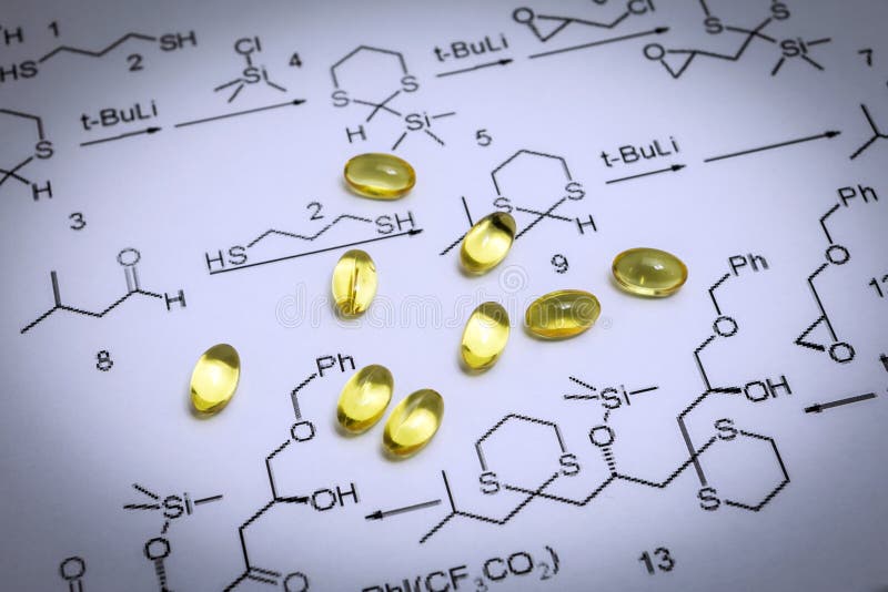 Chemistry Science Formula Oil Capsules Stock Photos Free & Royalty