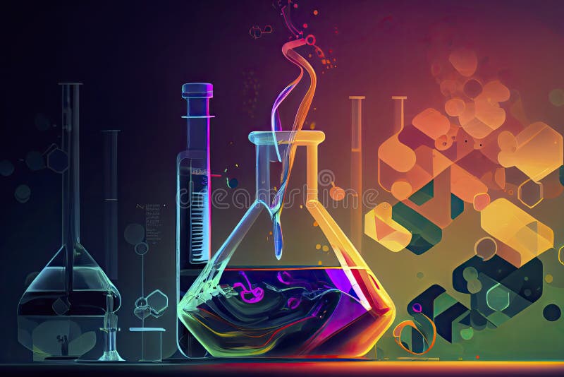 Chemistry science research lab background with a glass flask