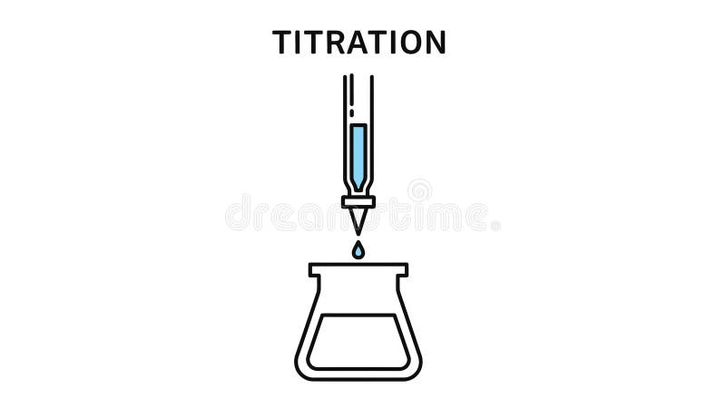 Chemistry Titration Process Diagram - Burette Dropping into Erlenmeyer Flask. Erlenmeyer flask burette vectors
