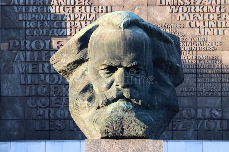 CHEMNITZ, GERMANY - MAY 8, 2018: Karl Marx monument in Chemnitz, Germany. The monument is locally known as Nischel. It was designed by Lev Kerbel. CHEMNITZ, GERMANY - MAY 8, 2018: Karl Marx monument in Chemnitz, Germany. The monument is locally known as Nischel. It was designed by Lev Kerbel.