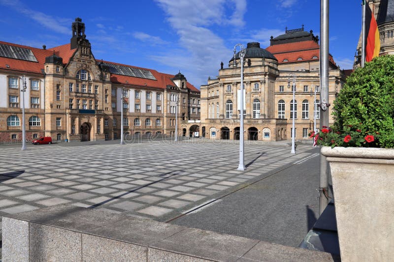 Chemnitz, Germany. Theaterplatz (Theater Square) - public square. Chemnitz, Germany. Theaterplatz (Theater Square) - public square