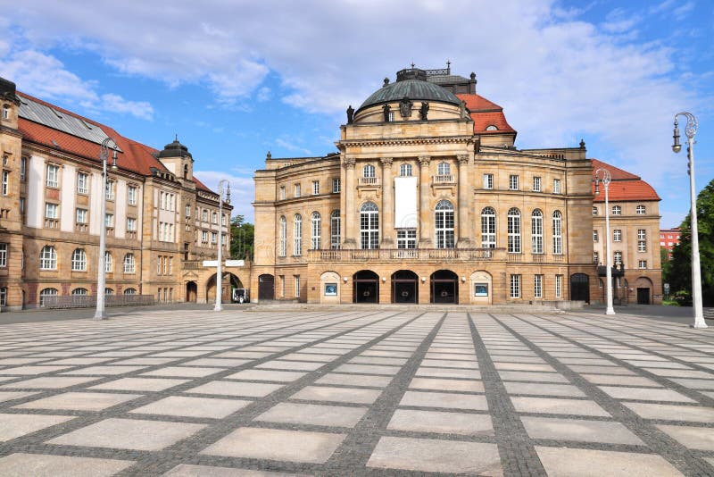 Chemnitz city, Germany. Opera and theater building (Opernhaus. Chemnitz city, Germany. Opera and theater building (Opernhaus