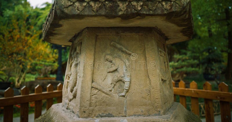 Chengdu, Sichuan, China. Chinese Stone Pagoda Or Stupa At Garden Area Of Wuhou Memorial Temple. Pagoda Traces Its