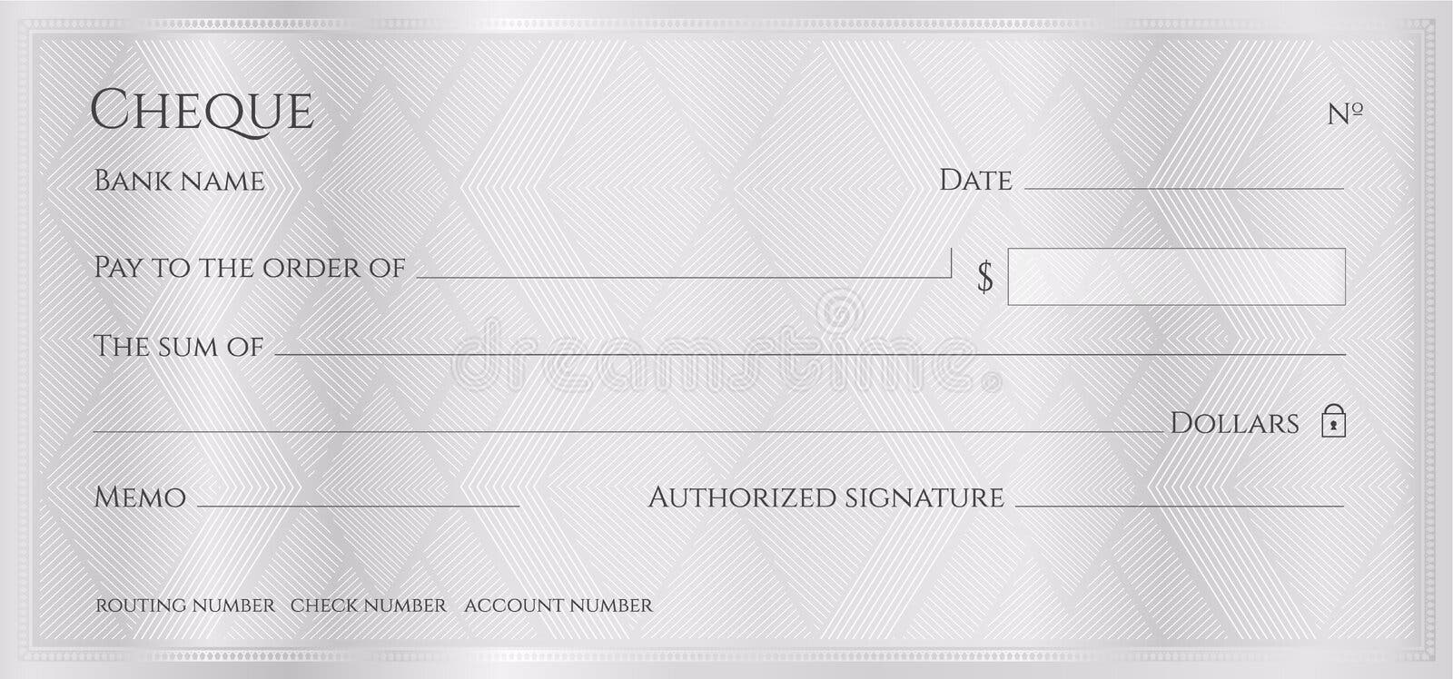 Cheque Check Template, Chequebook Template. Blank Bank Cheque with ...