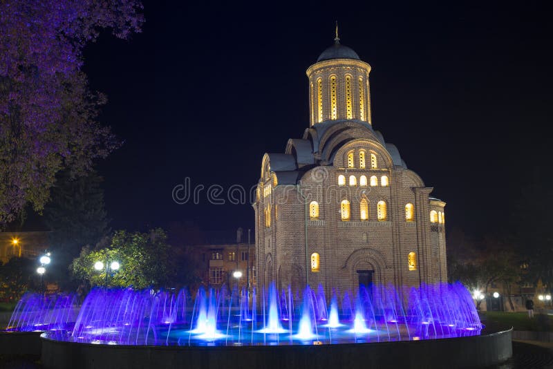 Pyatnitskaya Church at night. Chernihiv  city. Ukraine