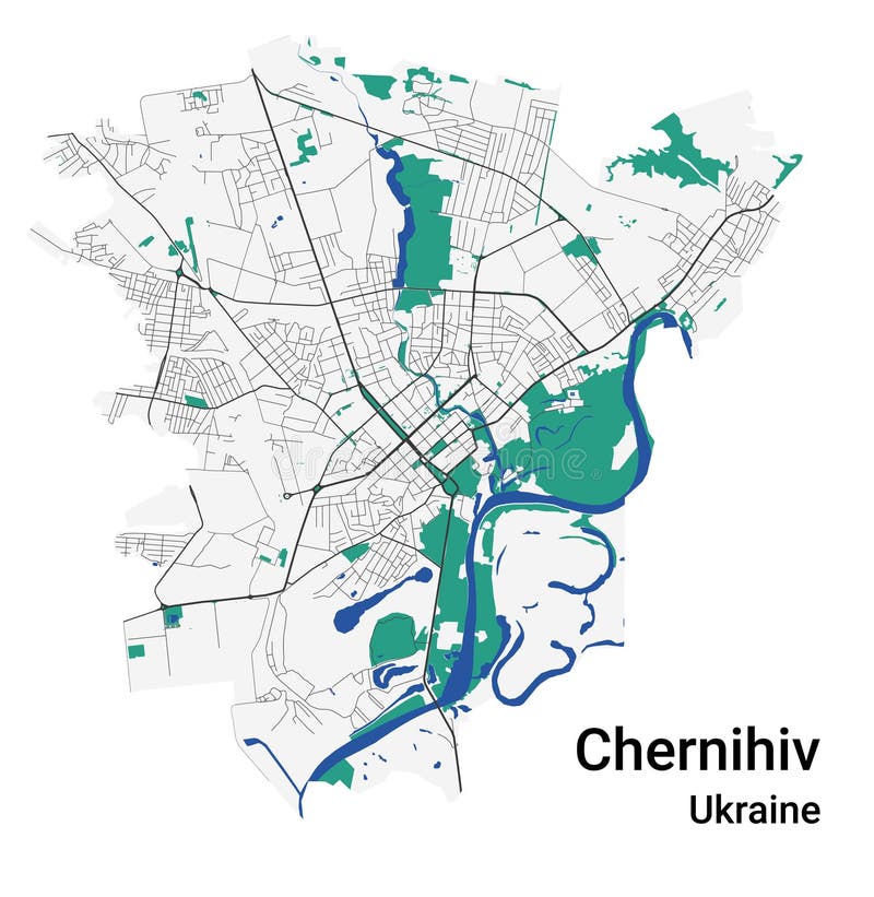 Chernihiv Vector Map Detailed City Administrative Area Cityscape Panorama Illustration Road Highways Royalty Free Rivers 243292761 