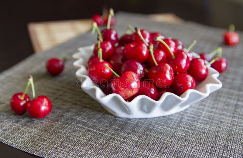 Fresh Strawbarries and Cherries Stock Image Image of ripe, green