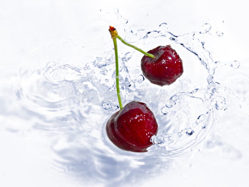 Cherries splashing royalty free stock images
