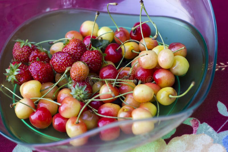 Cherries and strawberries stock photo. Image of cherries 55083126