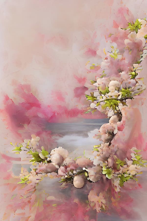 Cherry Blossom on a Watercolor Background Stock Illustration