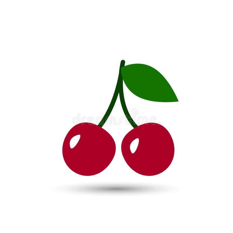Cherry Color Icon, Vector Simple Fruit Symbol Isolated on White Stock