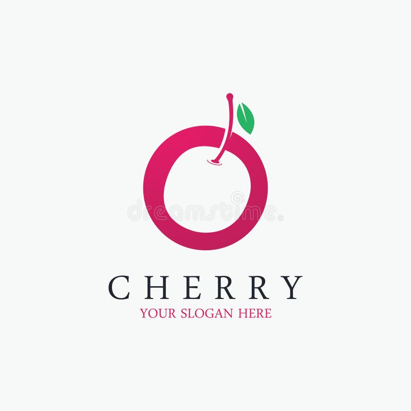 Cherry Fruit Logo Template. Vector Illustration Cherries Symbol Stock