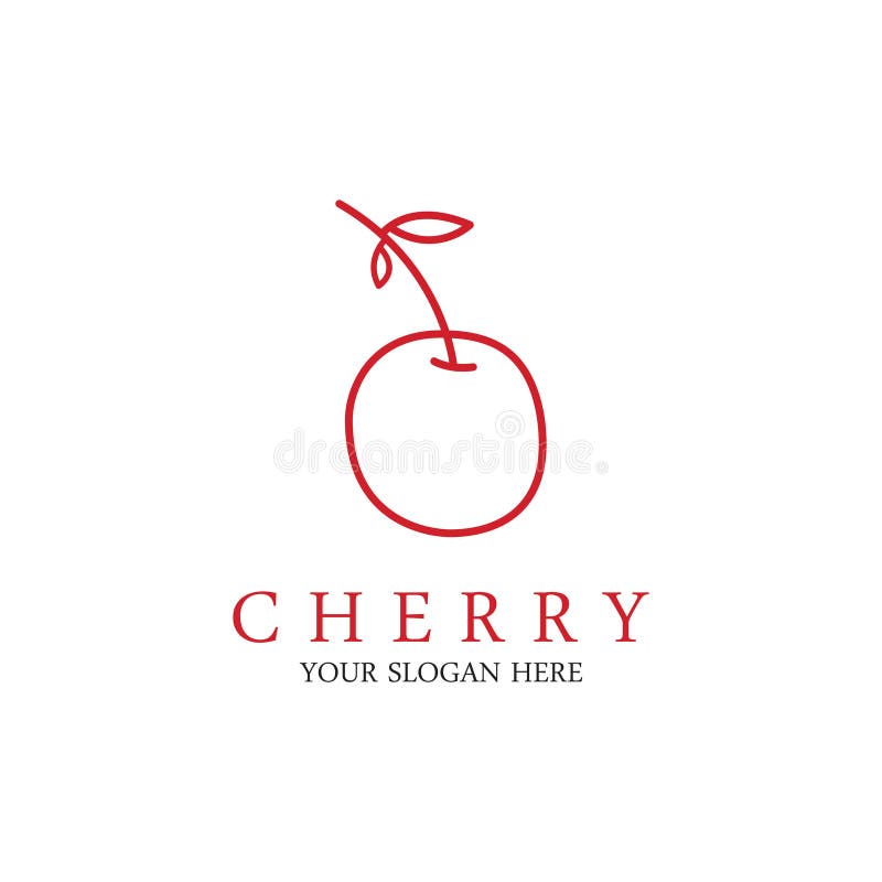 Cherry Fruit Logo Template. Vector Illustration Cherries Symbol Stock