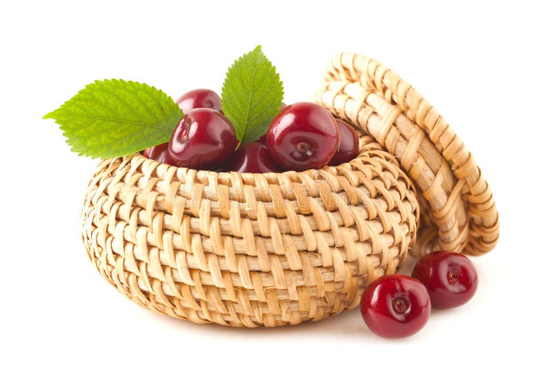 Cherry i korg arkivbilder Cherry i korg arkivbilder