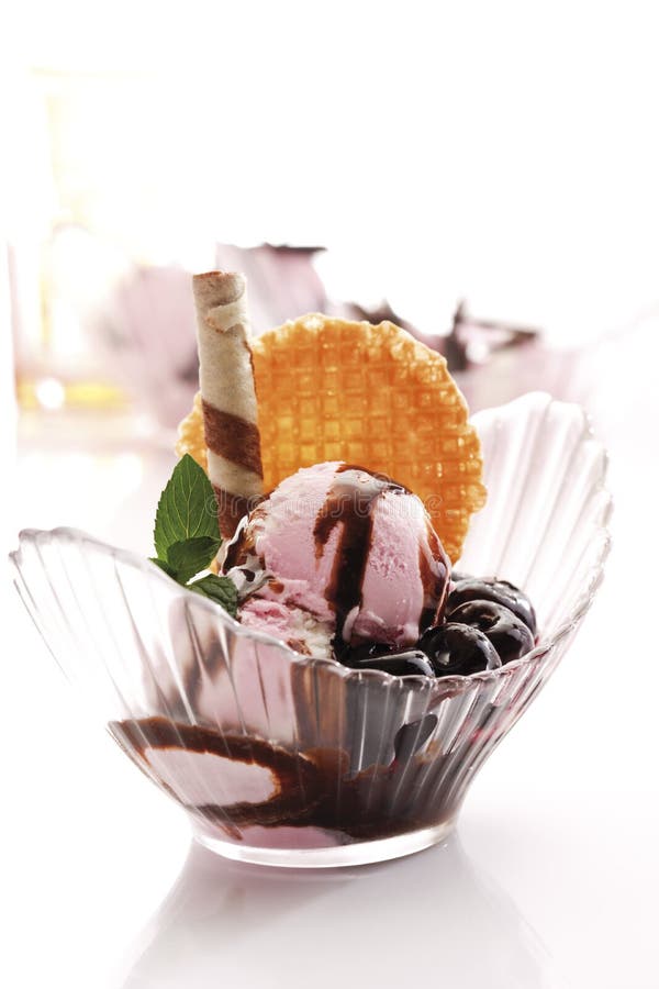 Cherry Ice Cream with Amarena Cherries Stock Image Image of