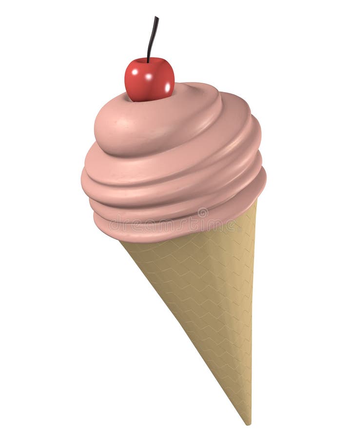 Cherry ice cream in an ice cream cone. stock illustration Cherry ice cream in an ice cream cone. stock illustration