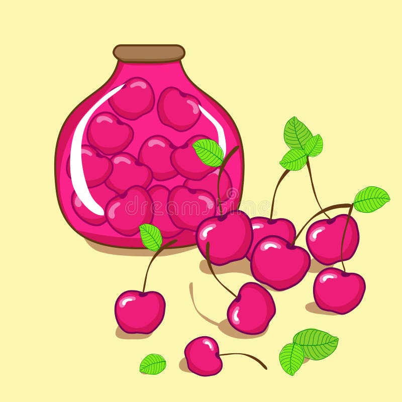 Cherry jam stock vector. Illustration of container, diet - 28421082