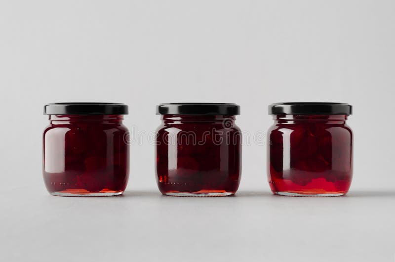 Cherry Jam Jar MockUp Three Jars Stock Photo Image of presentation, standard 202996692