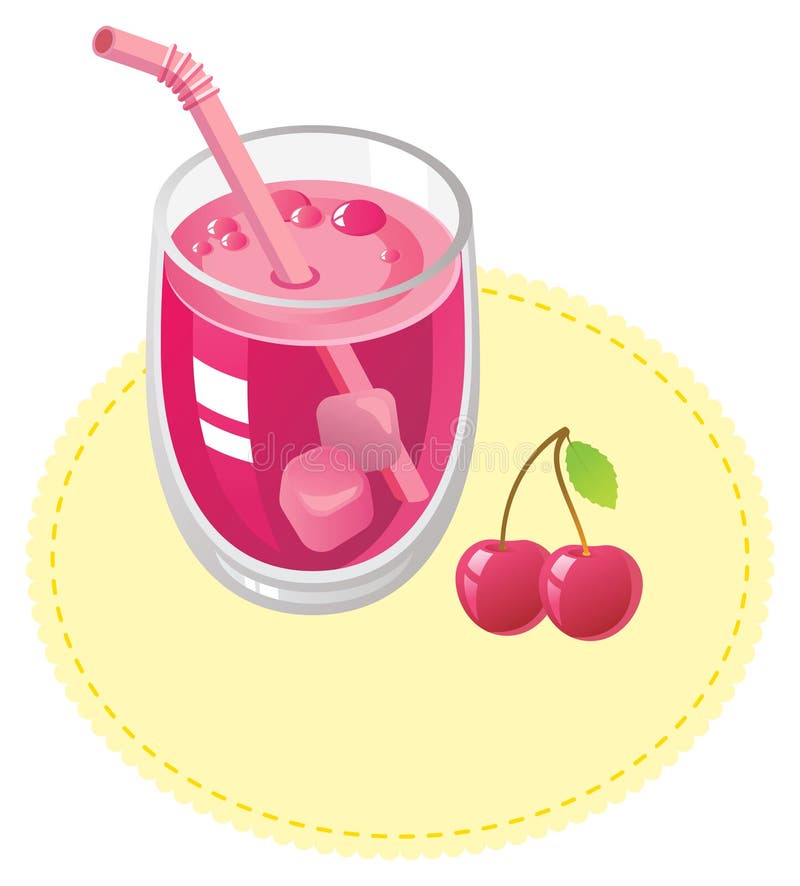 Cherry Juice In A Transparent Glass Bottle In A Glass Cup On