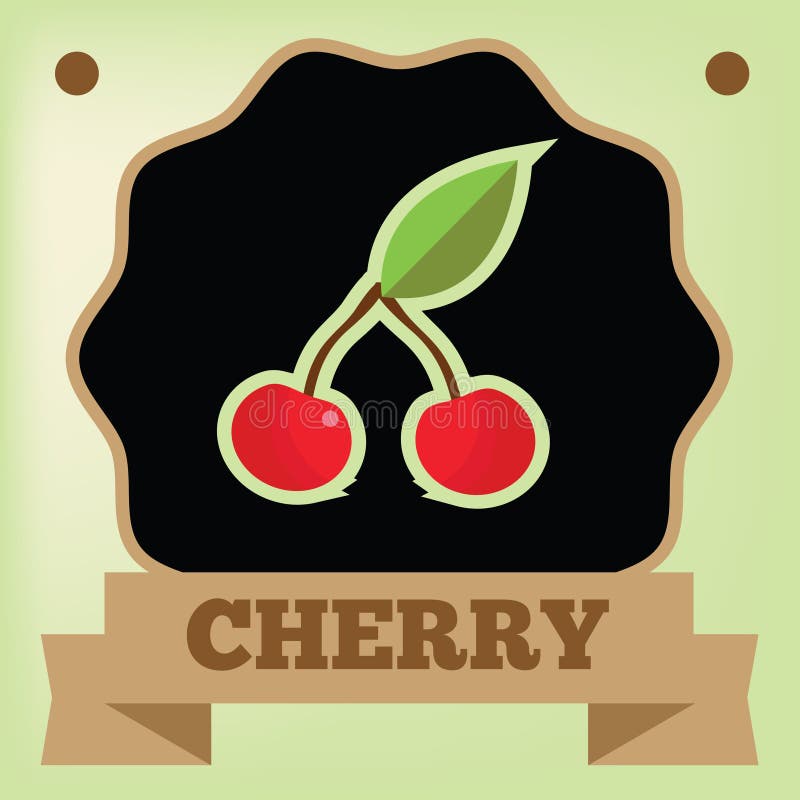 Cherry Label Vector Disign Isolated on White Background. Round Label Stock Vector Illustration