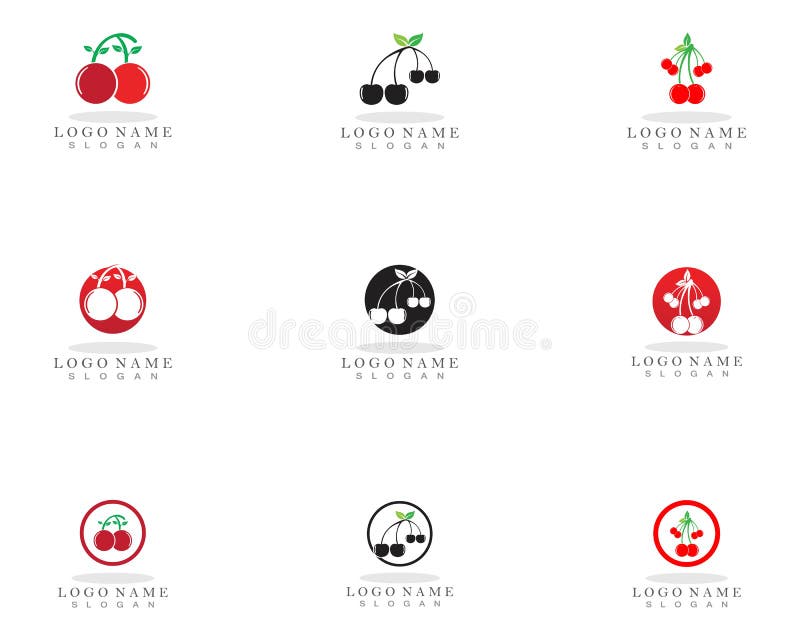 Cherry Logo Template Vector Icon Illustration Design Stock Vector