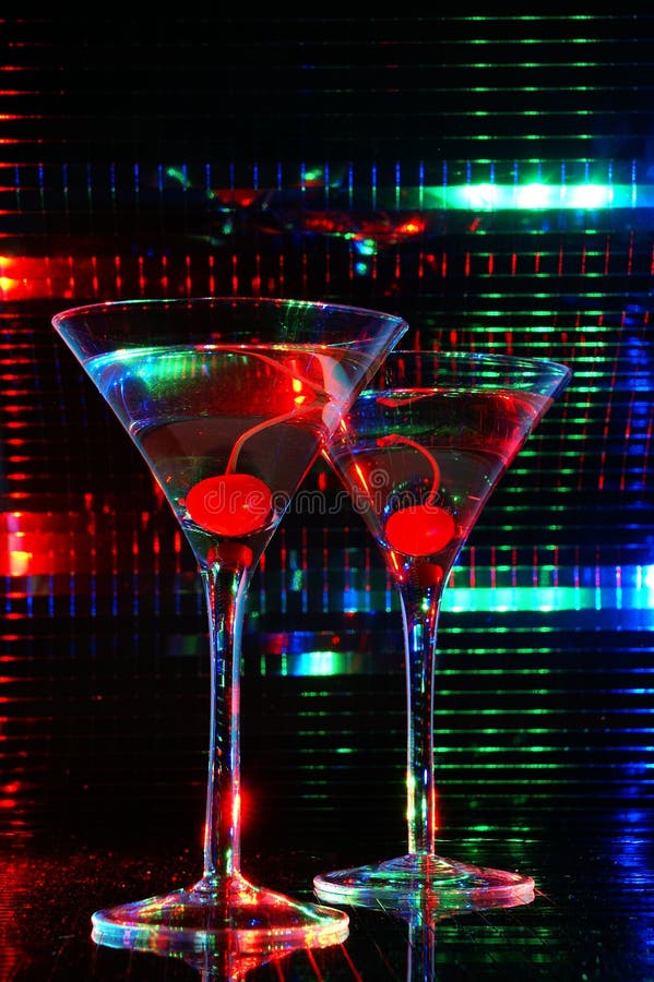 Pair of martini glass stock photo. Image of maraschino 12469906