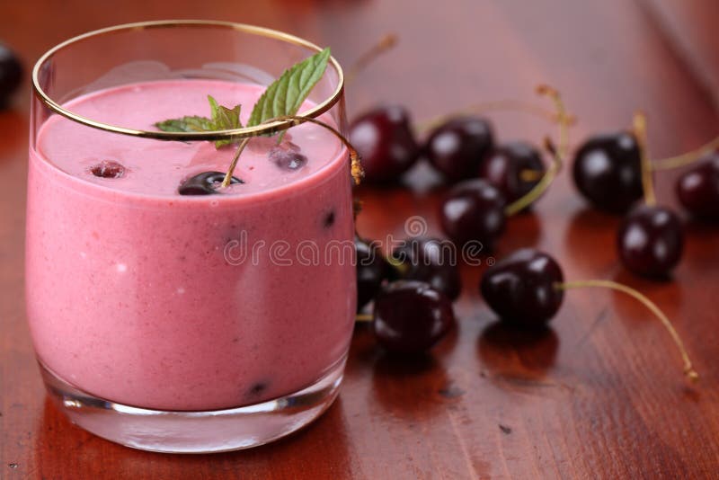 Cherry milk shake royalty free stock image