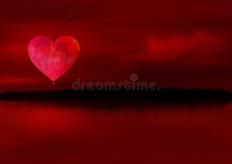 Cherry Heart Moon at night