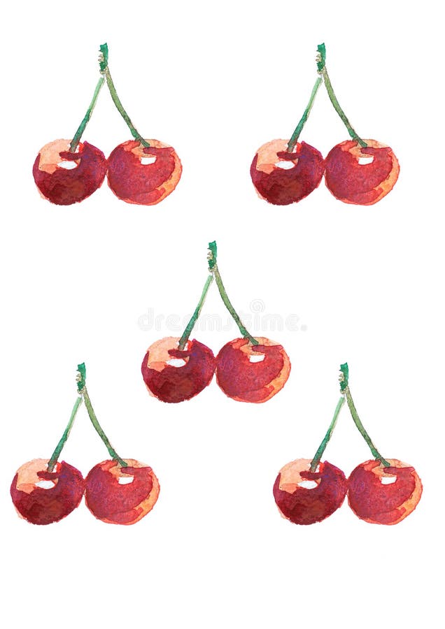 The Cherry Watercolor Painting Watercolor Stock Illustration ...