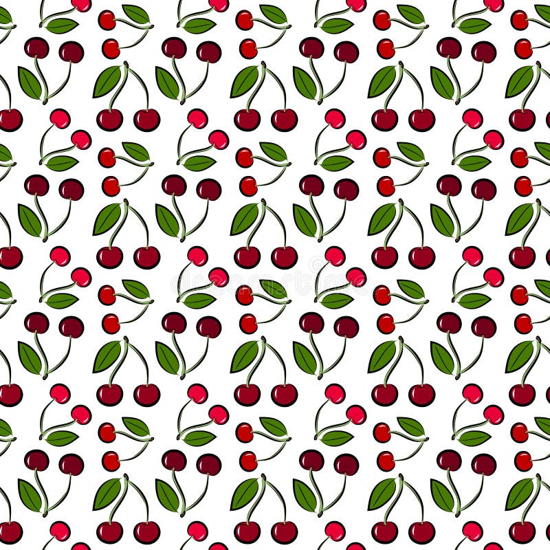 Cherry pattern stock vector. Illustration of leaf, nature - 43897708