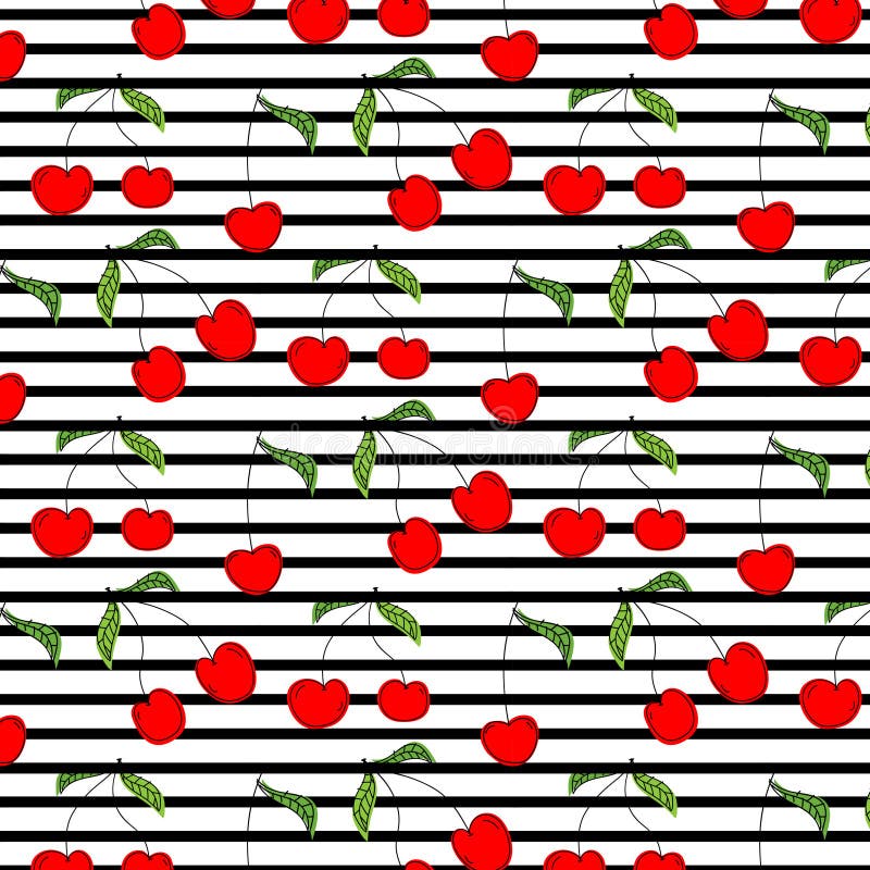 Cherry Pattern Vector Illustration Background tiré par la main illustration stock Cherry Pattern Vector Illustration Background tiré par la main illustration stock