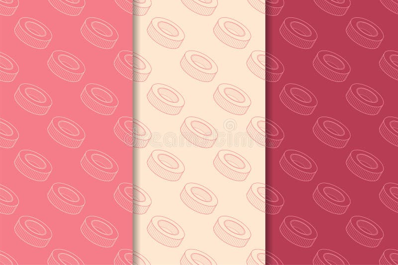Cherry red geometric ornaments. Set of seamless patterns royalty free illustration Cherry red geometric ornaments. Set of seamless patterns royalty free illustration