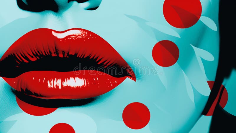 Model de artă retro-pop, aldină și vibrantă, de culoare roșie și mentolată vector illustration