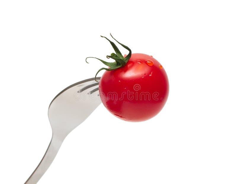 Cherry tomato on the fork