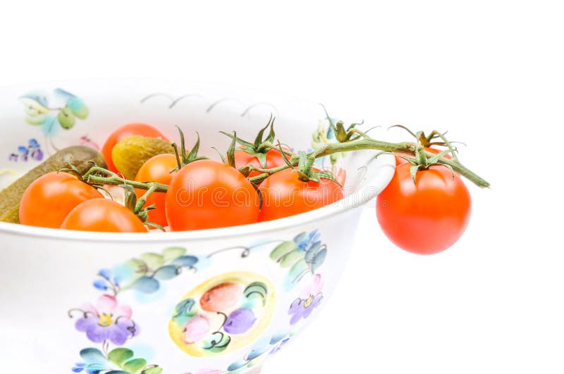 Cherry Tomatoes in a Salad Bowl with Sauerkraut Stock Photo Image of