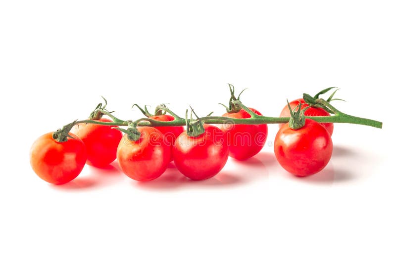 Lots of Cherry Tomatoes, Isolated on White Background Stock Photo