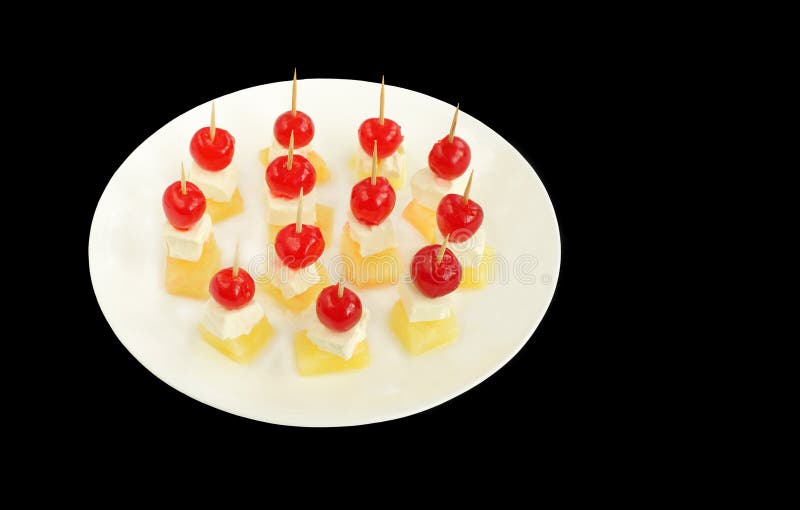 Cherry Topping on Pineapple and Cottage Cheese Stock Photo Image of