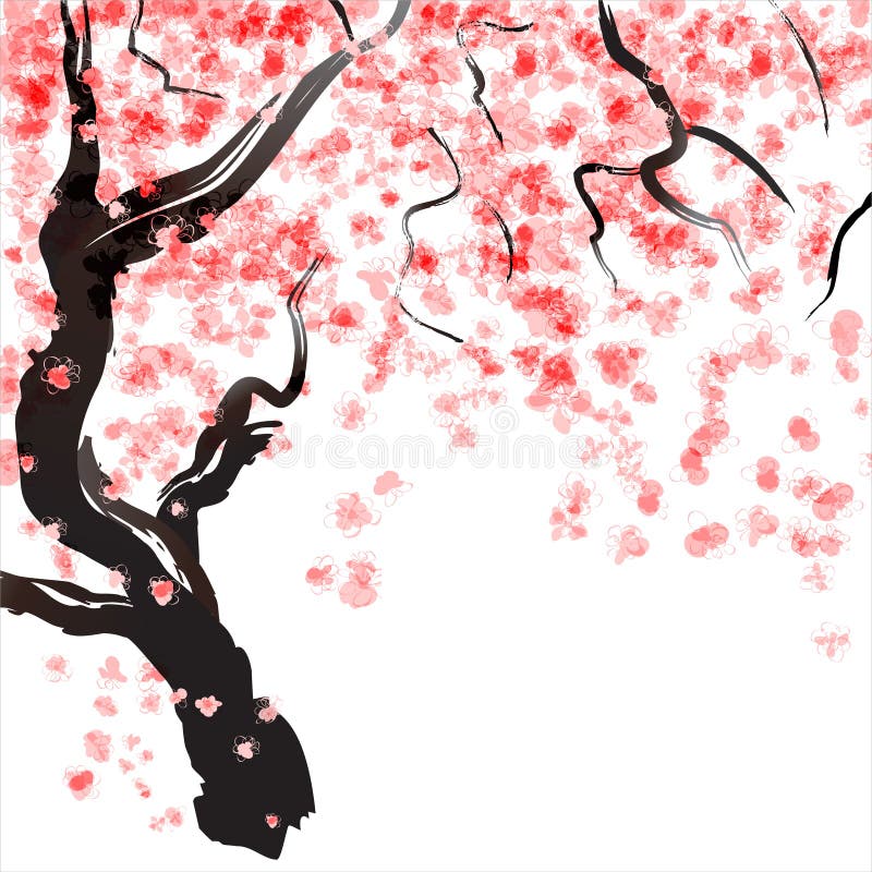 Cherry tree blossom vector illustration