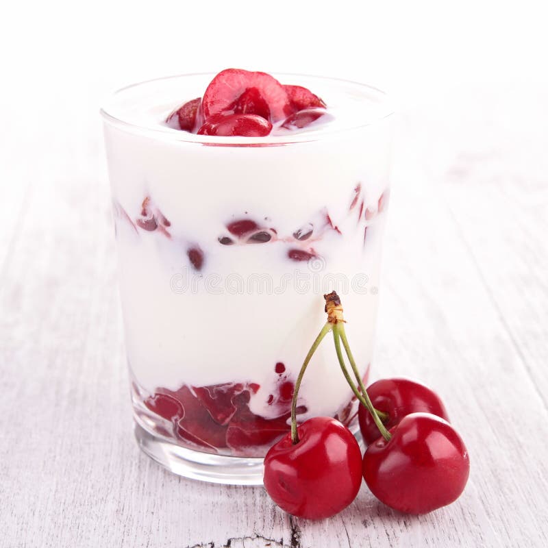 Cherry yogurt stock image