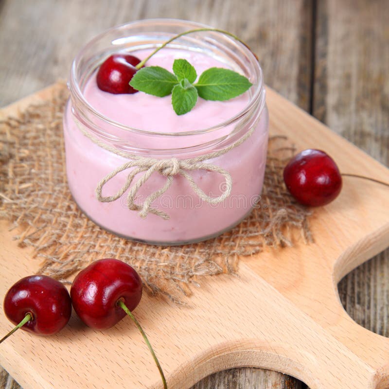 Cherry yogurt stock image. Image of snack, cocktail, organic - 56144039