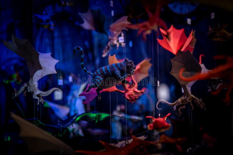 Cheshire Cat and Other Colorful Hanging Toys. Flying Characters from Fantasy  Movies of Magic on a Shallow Depth of Field Stock Photo - Image of  enjoyment, children: 186635442