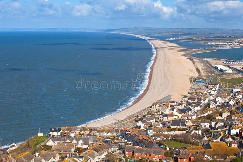 Aerial View on Chesil Beach on Isle of Portland, UK Stock Image - Image of  postcard, dorset: 95609887