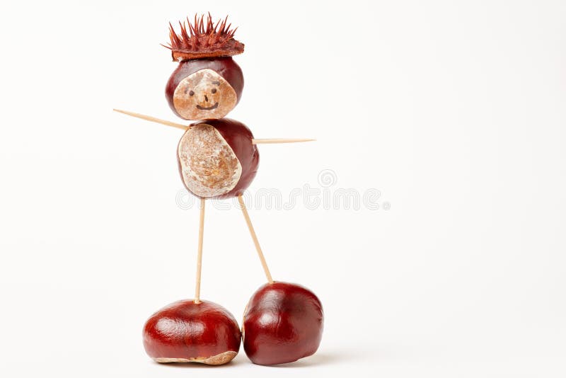 Chesnut man made with toothpicks stock image